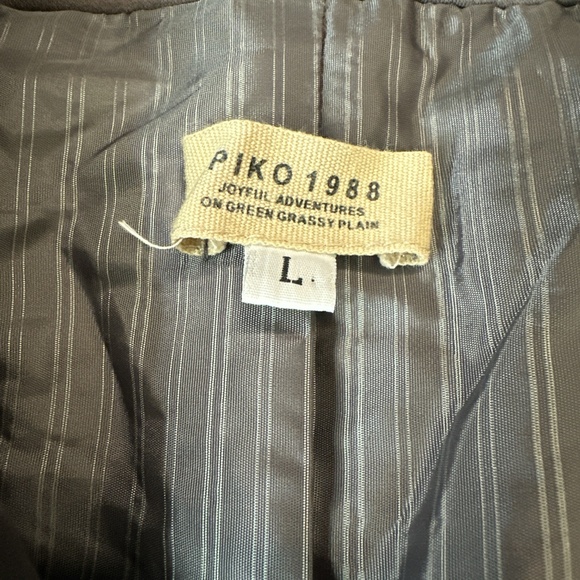 Anthropologie Piko 1988 Gray Blazer L Cotton Casual‎ 3-Button Chic - Picture 2 of 9